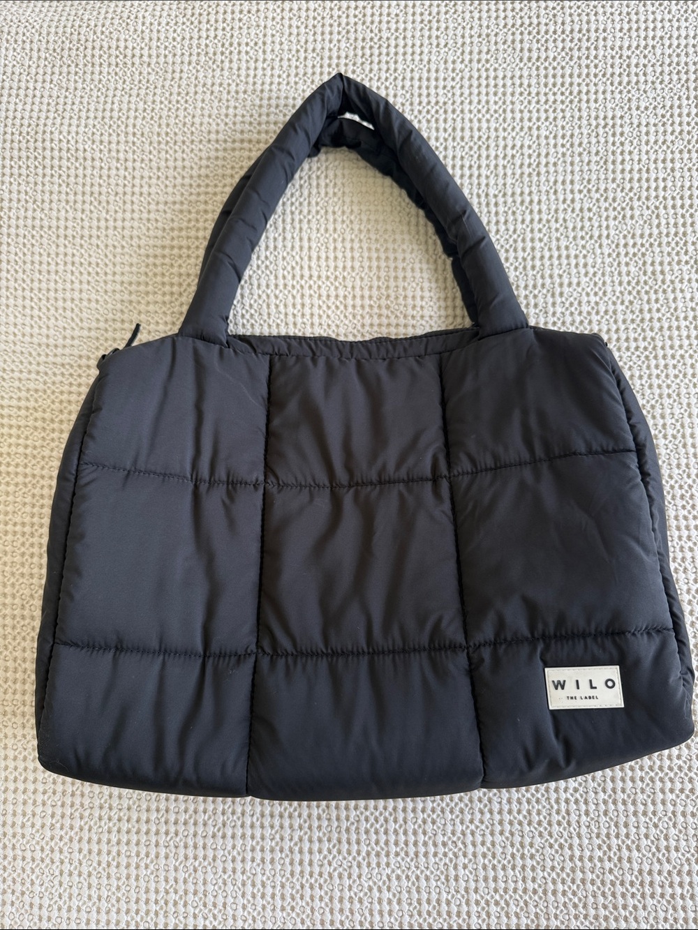 WILO Black Quilted Travel Tote Bag